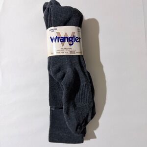 Wrangler Mens Ultra-Dri Crew Socks 3 Pair Pack Charcoal Grey Size 9-13